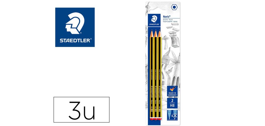 Lapices de grafito staedtler noris n.2 hb blister de 3 unidades