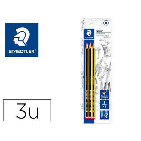 Lapices de grafito staedtler noris n.2 hb blister de 3 unidades