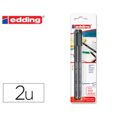 Rotulador edding punta fibra 1200 negro n.1 punta redonda 0.5 mm blister de 2 unidades