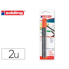 Rotulador edding punta fibra 1200 rojo n.2 punta redonda 0.5 mm blister de 2 unidades