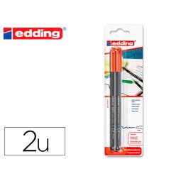 Rotulador edding punta fibra 1200 rojo n.2 punta redonda 0.5 mm blister de 2 unidades