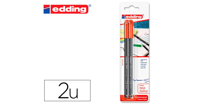 Rotulador edding punta fibra 1200 rojo n.2 punta redonda 0.5 mm blister de 2 unidades