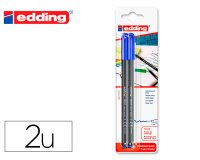 Rotulador edding punta fibra 1200 azul n.3 punta redonda 0.5 mm blister de 2 unidades