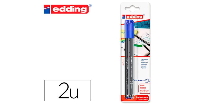 Rotulador edding punta fibra 1200 azul n.3 punta redonda 0.5 mm blister de 2 unidades