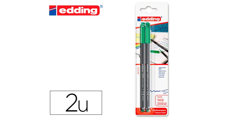 Rotulador edding punta fibra 1200 verde n.4 punta redonda 0.5 mm blister de 2 unidades