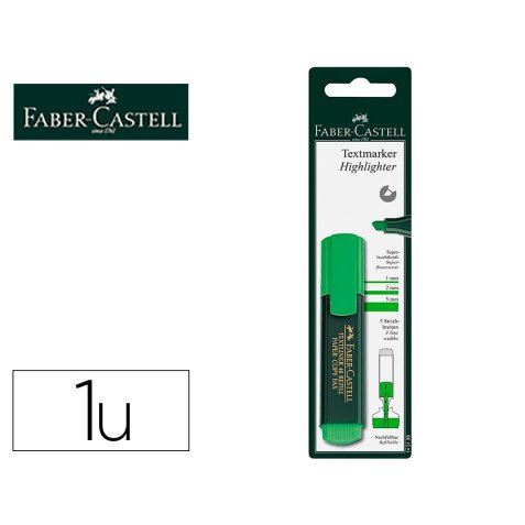 Rotulador faber castell fluorescente textliner 48-63 verde blister de 1 unidad