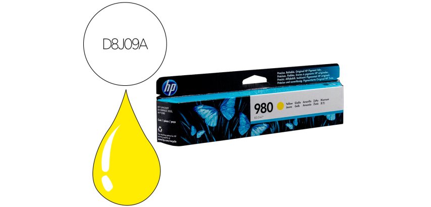 HP 980 D8J09A Cartucho Original Amarillo (6600 páginas)