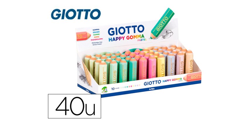 Goma de borrar giotto happy gomma pastel forma de lapiz