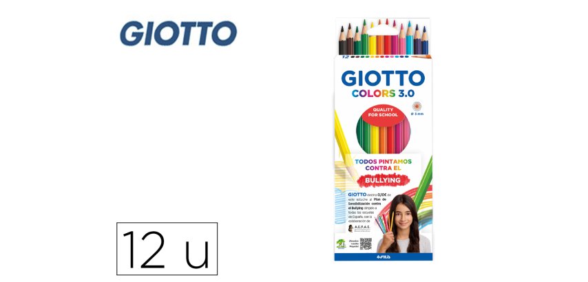 Lapices de colores giotto colors 3.0 mina 3 mm caja de 12 unidades colores surtidos