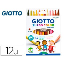 Rotulador giotto turbo color skin tones lavable punta bloqueada caja de 12 colores surtidos