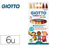 Rotulador giotto turbo maxi skin tones lavable punta bloqueada caja de 6 colores surtidos