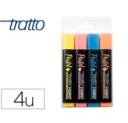 Rotulador tratto video fluorescente pastel blister de4 unidades colores surtidos
