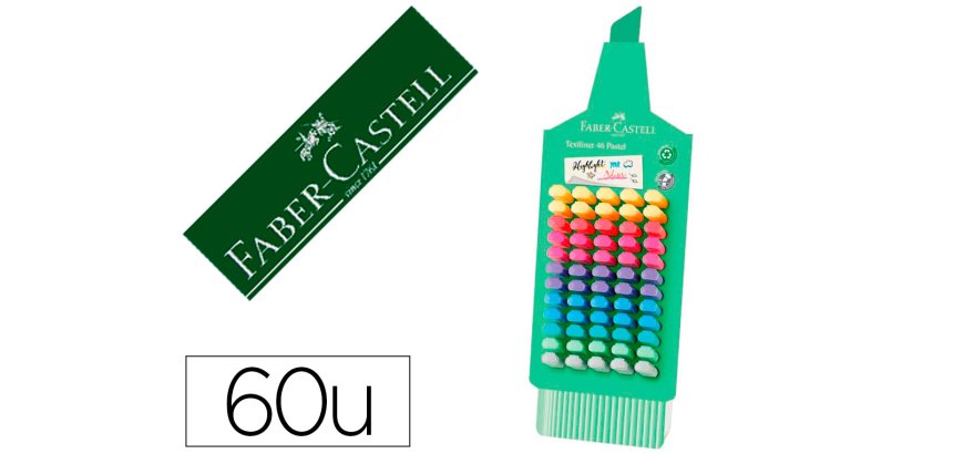 Rotulador faber castell fluorescente textliner 46 pastel expositor 60 unidades colores surtidos