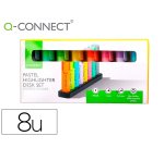 Rotulador q-connect fluorescente pastel punta biselada estuche de sobremesa 8 colores surtidos