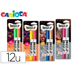 Barra de maquillaje carioca mask up neon / metallic expositor 12 blister de 2 barras colores surtidos