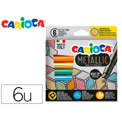 Rotulador carioca metallic punta maxi 6 mm caja de 6 unidades colores surtidos