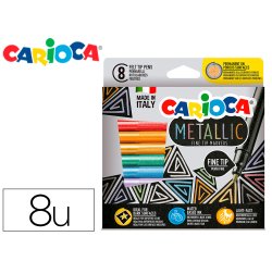 Rotulador carioca metallic punta fina caja de 8 unidades colores surtidos
