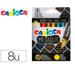 Lapices cera carioca metallic triangular caja de 8 unidades colores surtidos
