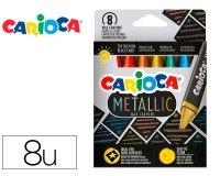 Lapices cera carioca metallic triangular caja de 8 unidades colores surtidos