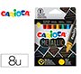 Lapices cera carioca metallic triangular caja de 8 unidades colores surtidos