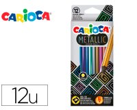 Lapices de colores carioca metallic hexagonal mina 3,3 mm caja de 12 colores surtidos