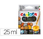 Tempera escolar carioca metallic bote 25 ml caja de 6 colores surtidos