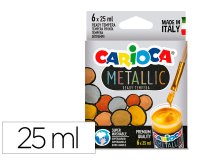 Tempera escolar carioca metallic bote 25 ml caja de 6 colores surtidos