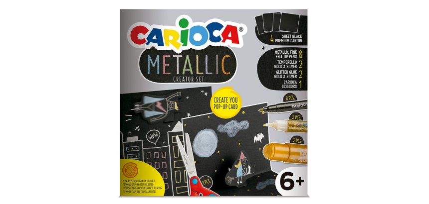 Set de dibujo carioca metallic pop up card creator 3d 17 piezas
