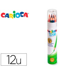 Lapices de colores carioca tita mina 3 mm tubo carton 12 colores surtidos + sacapuntas