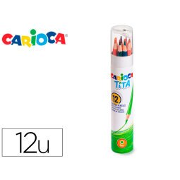 Lapices de colores carioca tita mina 3 mm tubo carton 12 colores surtidos + sacapuntas