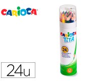 Lapices de colores carioca tita mina 3 mm tubo carton 24 colores surtidos + sacapuntas