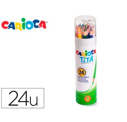 Lapices de colores carioca tita mina 3 mm tubo carton 24 colores surtidos + sacapuntas