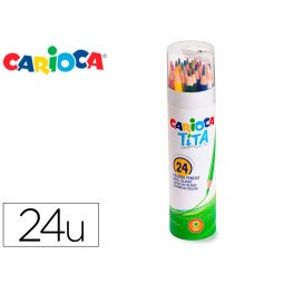 Lapices de colores carioca tita mina 3 mm tubo carton 24 colores surtidos + sacapuntas