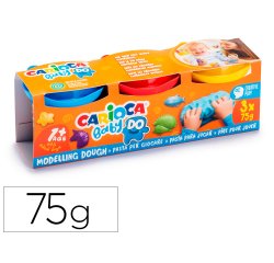 Pasta de modelar carioca baby dough bote 75 g set de 3 colores surtidos