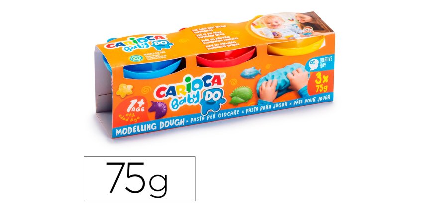 Pasta de modelar carioca baby dough bote 75 g set de 3 colores surtidos