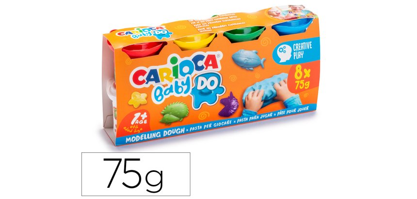 Pasta de modelar carioca baby dough bote 75 g set de 8 colores surtidos