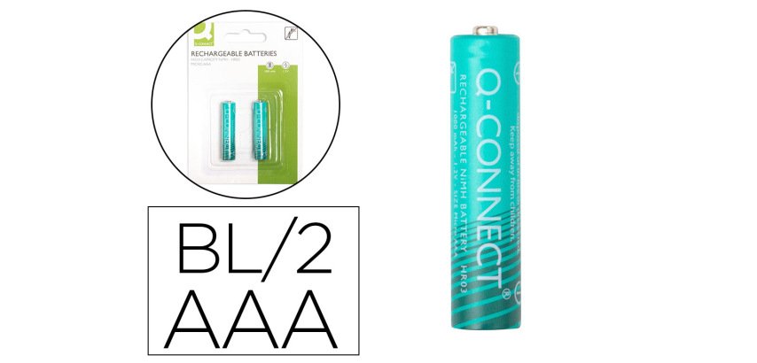 Pilas recargables AAA q-connect- Blíster de 2