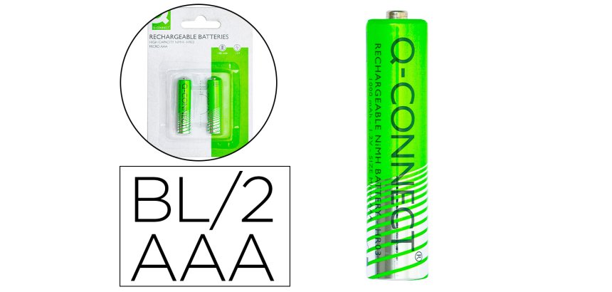 Pilas recargables AAA q-connect- Blíster de 2