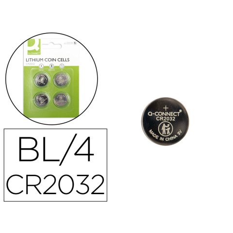 Pila q-connect tipo boton litio cr2032 3v blister de 4 unidades