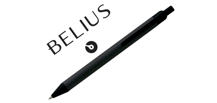 Boligrafo belius potsdam negro cuerpo fibra carbon tinta gel azul en estuche