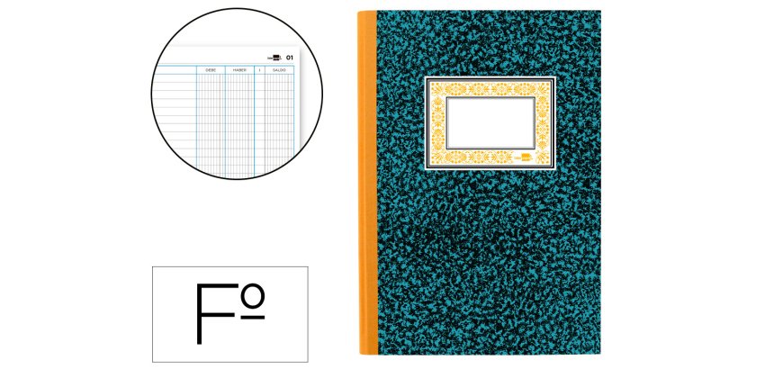 Libro liderpapel folio cartone 100 hojas cuentas corrientes debe haber y saldo