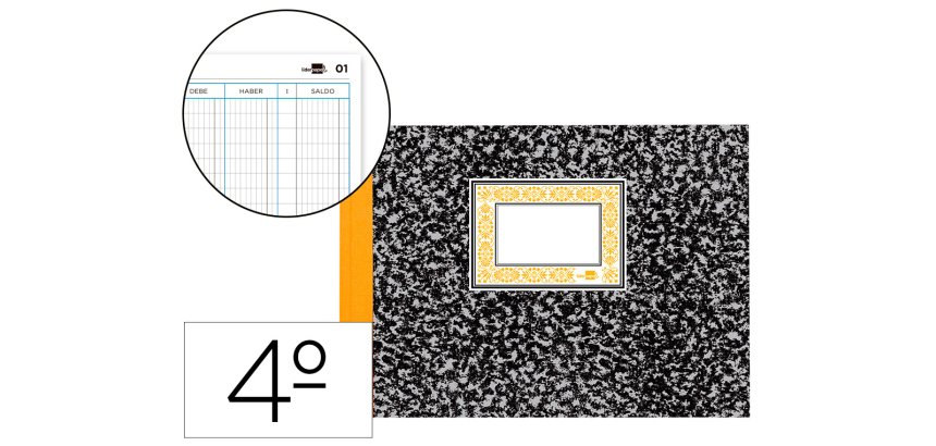 Libro liderpapel cuarto apaisado cartone 100 hojas cuentas corrientes debe haber y saldo