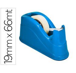 Portarrollo sobremesa q-connect plastico para cintas de 66 mt color azul 220x100x70 mm