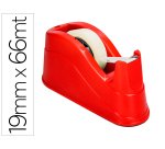 Portarrollo sobremesa q-connect plastico para cintas de 66 m color rojo 220x100x70 mm