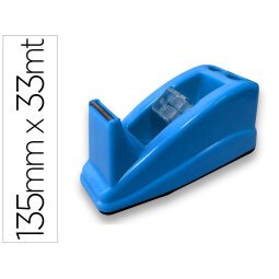 Portarrollo sobremesa q-connect plastico para cinta de 33 mt color azul 135x58x60 mm