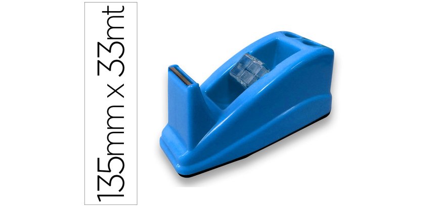 Portarrollo sobremesa q-connect plastico para cinta de 33 m color azul 135x58x60 mm