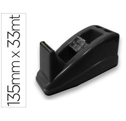 Portarrollo sobremesa q-connect plastico para cinta de 33 mt color negro 135x58x60 mm