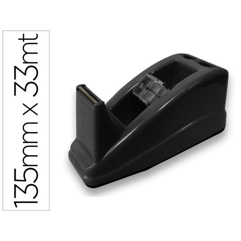 Portarrollo sobremesa q-connect plastico para cinta de 33 m color negro 135x58x60 mm