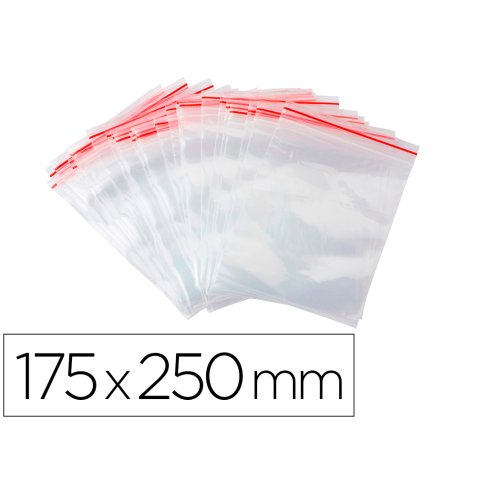 Bolsa plastico autocierre q-connect 175x250 mm paquete de 100 unidades