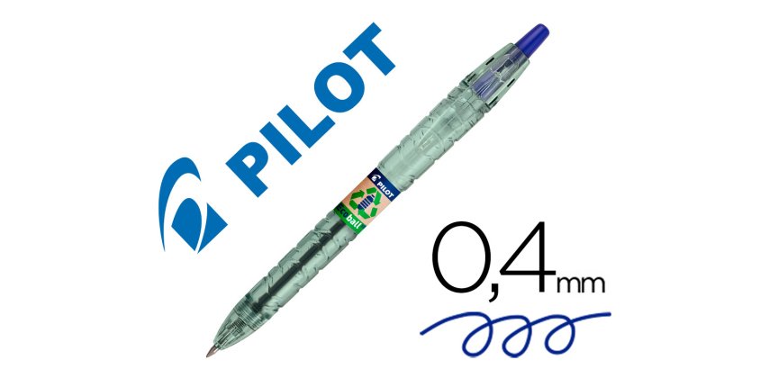 Boligrafo pilot ecoball plastico reciclado tinta aceite punta de bola 1 mm color azul